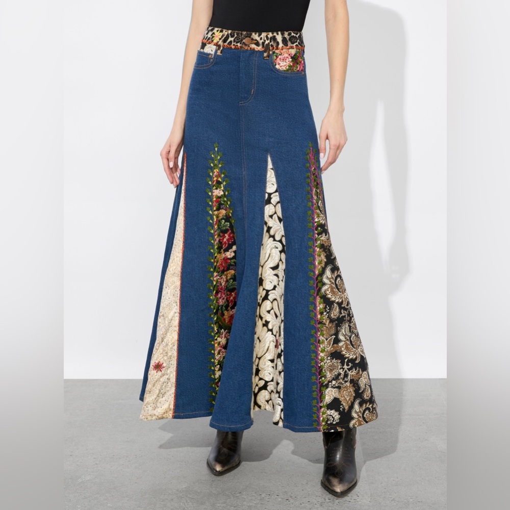 Alice + Olivia Nala Mixed Media Maxi Skirt